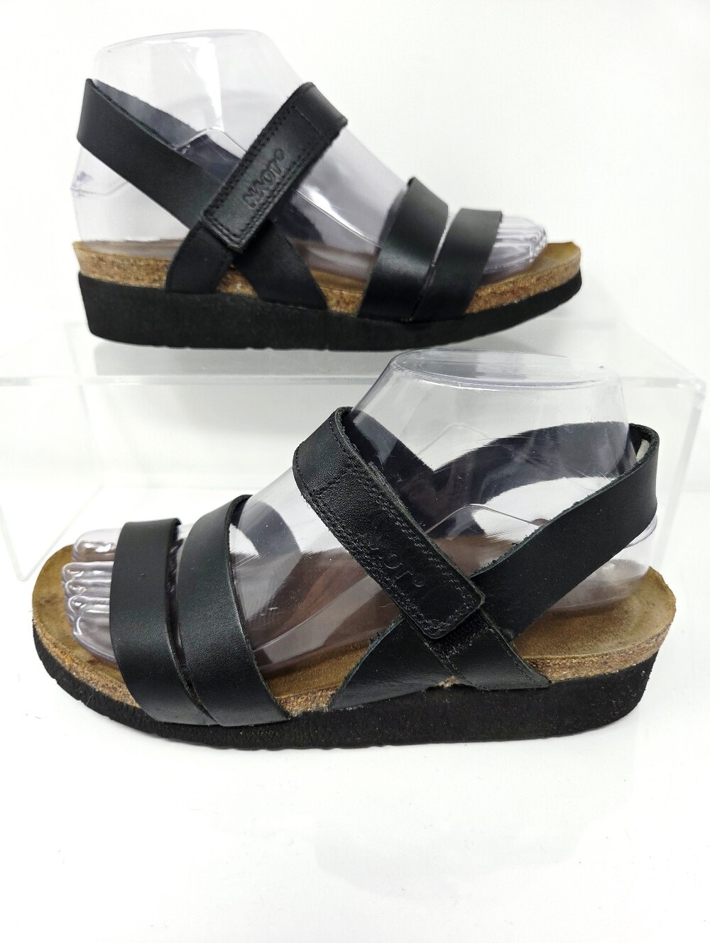 Naot Black Leather Kayla Strappy Sandals Comfort Slingback EU 37 US 6.5